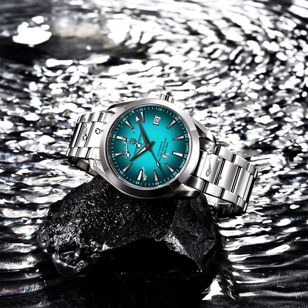 Montre de luxe pour homme PAGANI DESIGN – Modèle automatique mécanique (calibre 8215), en acier inoxydable, étanche, avec affichage de la date et aiguilles luminescentes