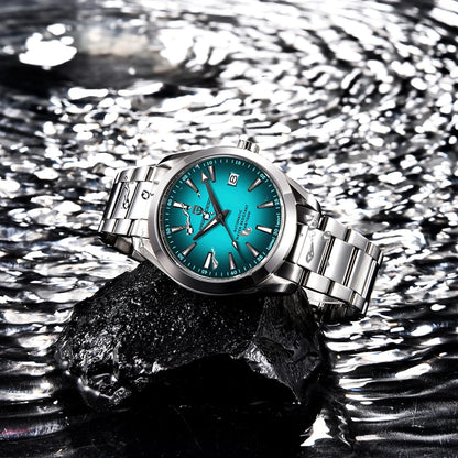 Montre de luxe pour homme PAGANI DESIGN – Modèle automatique mécanique (calibre 8215), en acier inoxydable, étanche, avec affichage de la date et aiguilles luminescentes