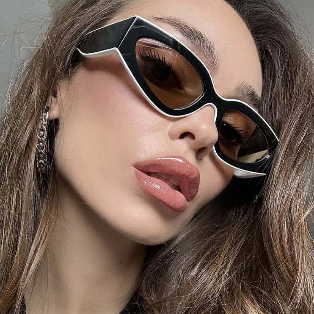 Steampunk Cat Eye Sunglasses Women Men Black-white Frames Trendy Sun Glasses Fashion Retro Vintage Accessories Shades Eyewear
