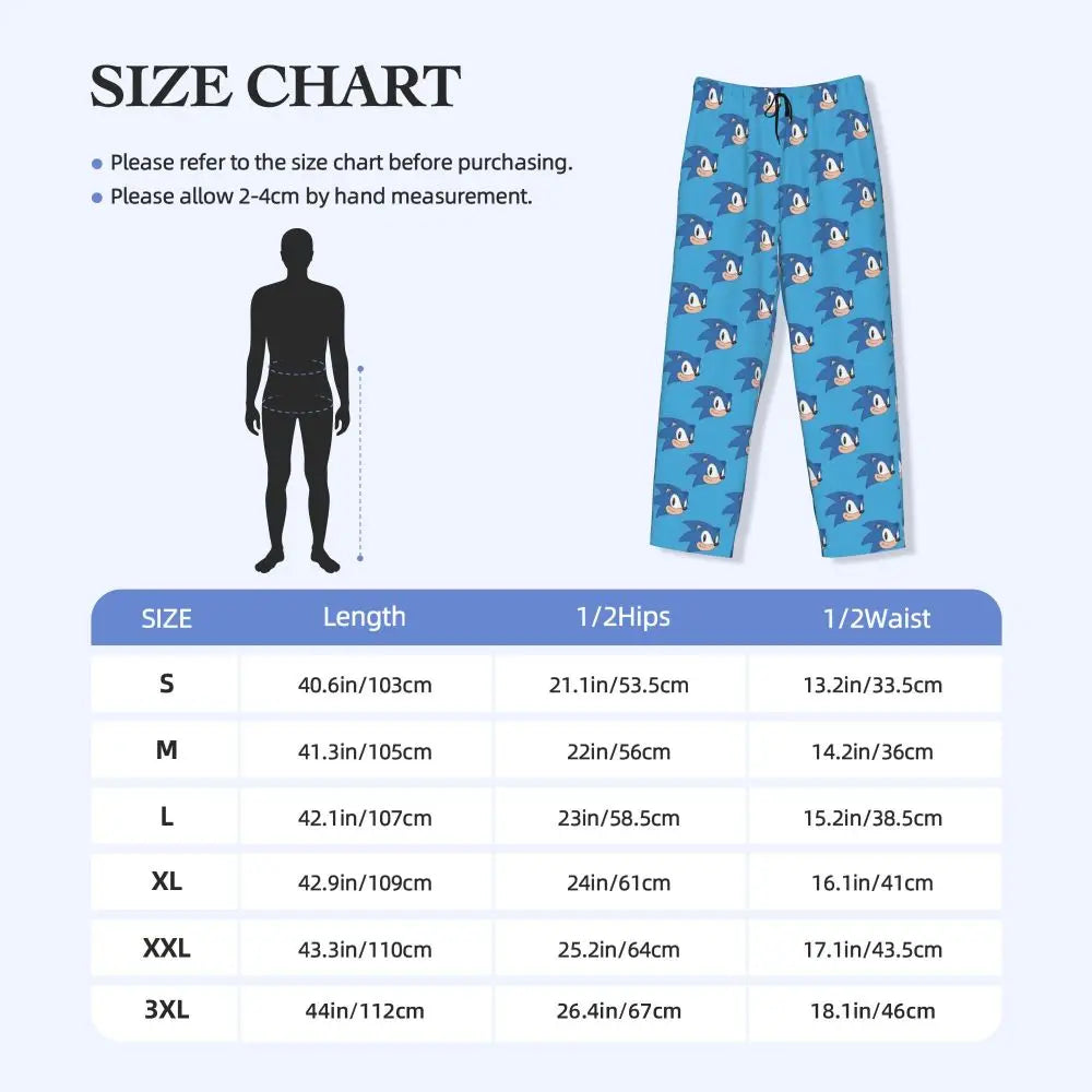 Pantalones de pijama personalizados para hombre con estampado «Soniced», con motivo de erizo, ropa de dormir, pantalones de estar por casa con bolsillos