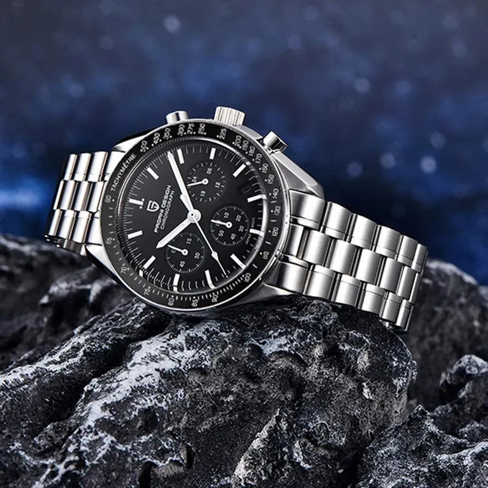 Часовник PAGANI DESIGN Moon – луксозен кварцов хронограф за мъже, спортен стил, сапфирно стъкло с антирефлекторно покритие, луминесцентен дисплей