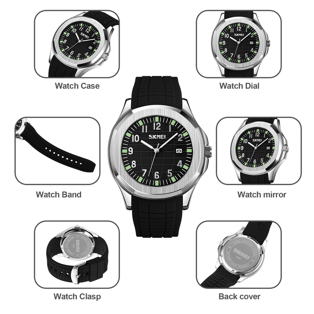 Skmei 9286 Luxe sporthorloge met datum en siliconen band voor heren (Relogio Masculino) met quartz-uurwerk