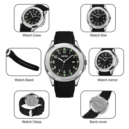 Skmei 9286 Luxe sporthorloge met datum en siliconen band voor heren (Relogio Masculino) met quartz-uurwerk