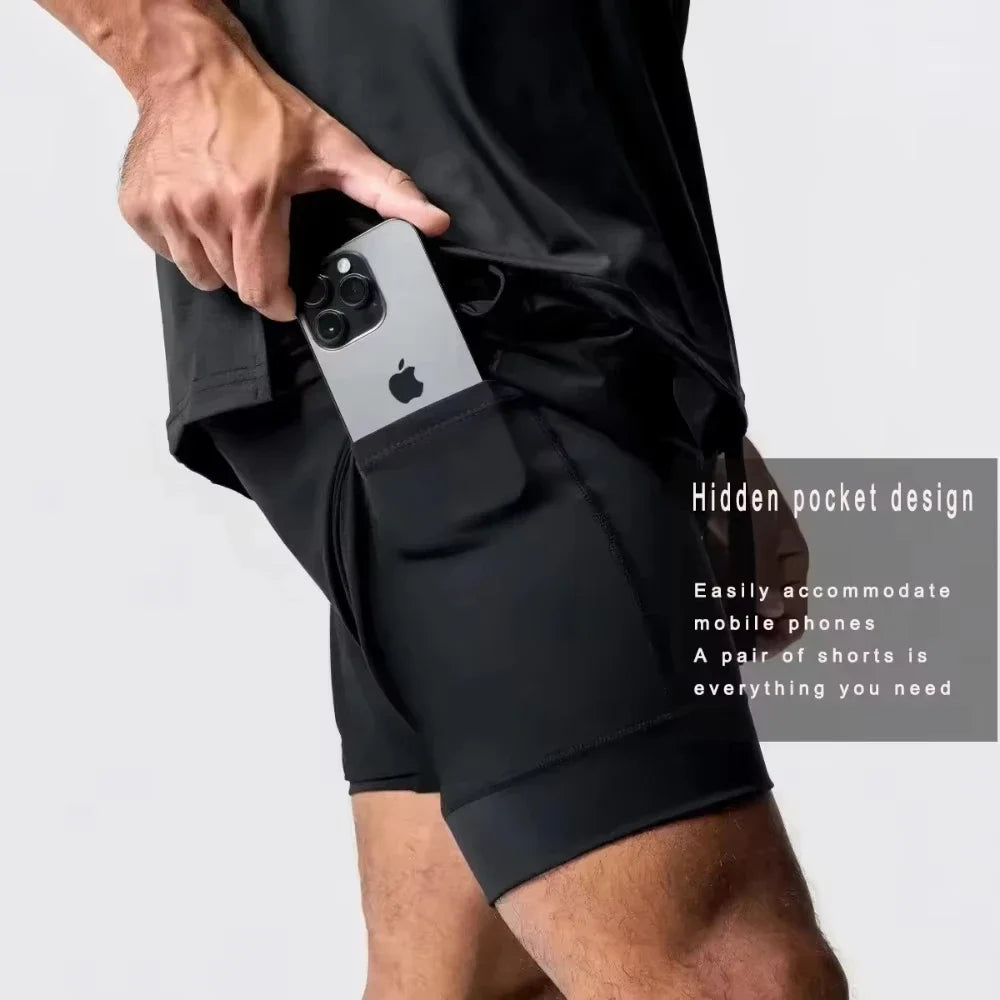 Pantalones cortos de Dragon Ball para hombre, de doble capa, 2-in-1 estilo Broly, de anime japonés, para verano y otoño, estilo «dos piezas», pantalones de chándal para gimnasio y fitness