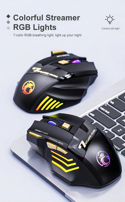 Wireless Bluetooth Mouse Rechargeable 7 Button RGB Gaming Mouse Gamer Ergonomic Mouse LED Backlit PC Silent Mice