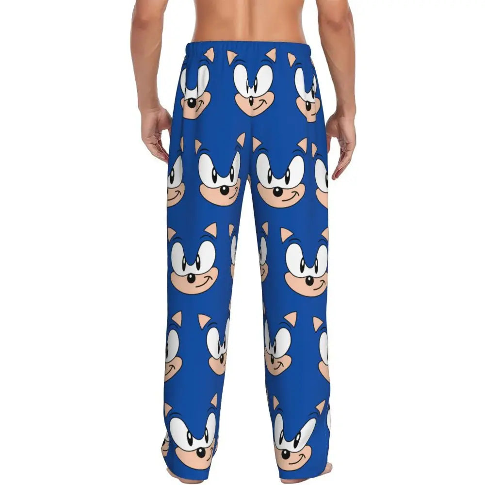Pantalones de pijama personalizados para hombre con estampado «Soniced», con motivo de erizo, ropa de dormir, pantalones de estar por casa con bolsillos