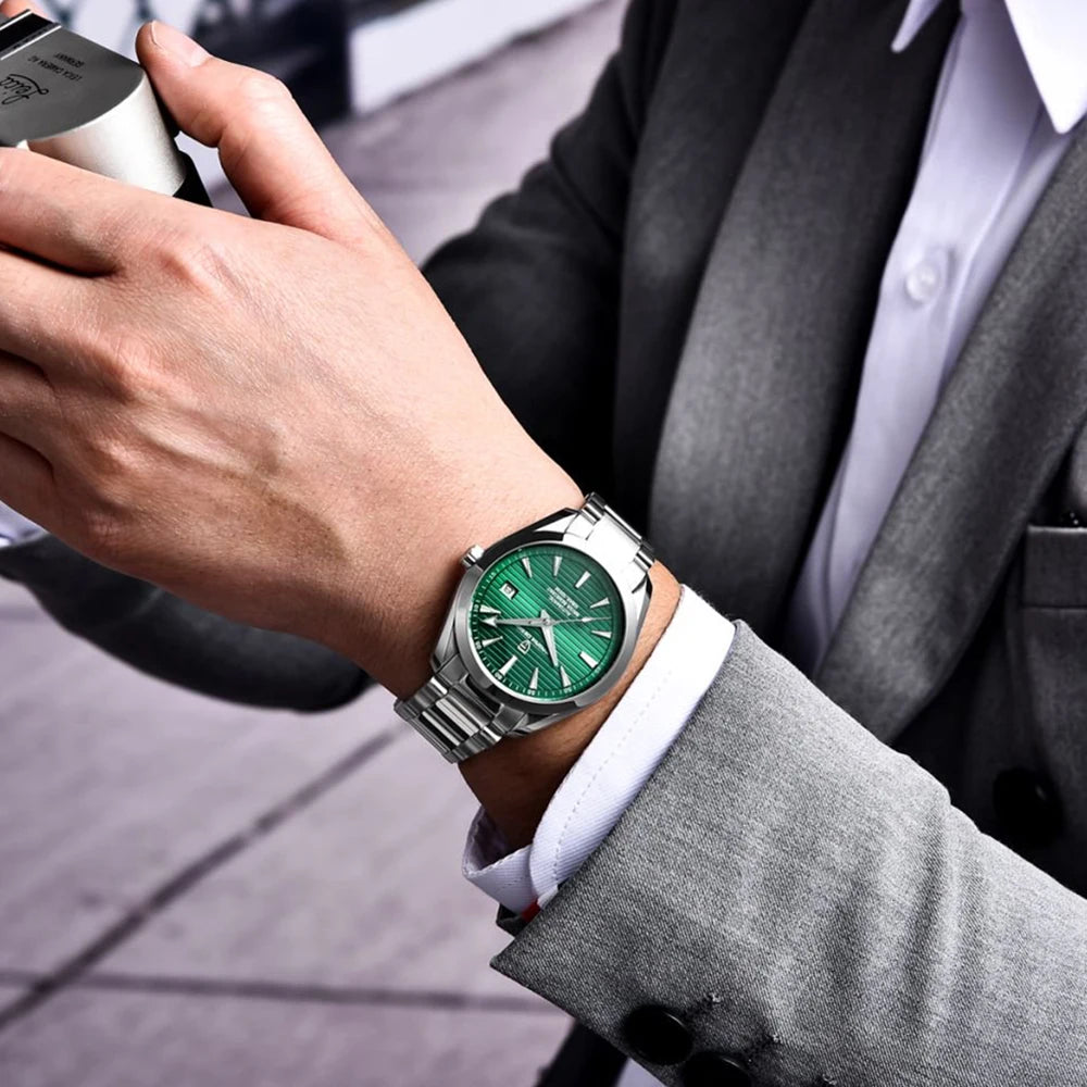 Montre de luxe pour homme PAGANI DESIGN – Modèle automatique mécanique (calibre 8215), en acier inoxydable, étanche, avec affichage de la date et aiguilles luminescentes