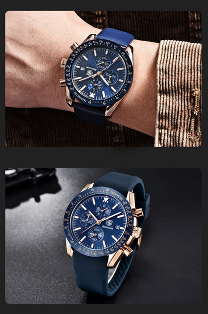 Orologio da uomo BENYAR 5140, orologio sportivo casual, orologio al quarzo di lusso impermeabile, cronografo militare di marca di alta gamma.