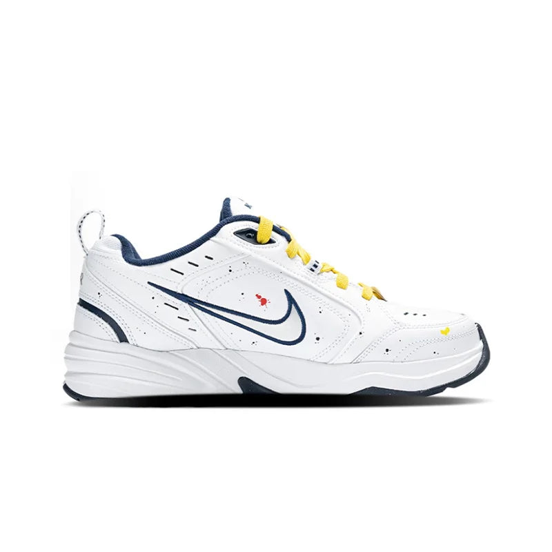 Sneakers personalizzate Nike Air Monarch 4 Crushed Ice Blue Floral Ink Splatter - Scarpe da corsa da uomo basse