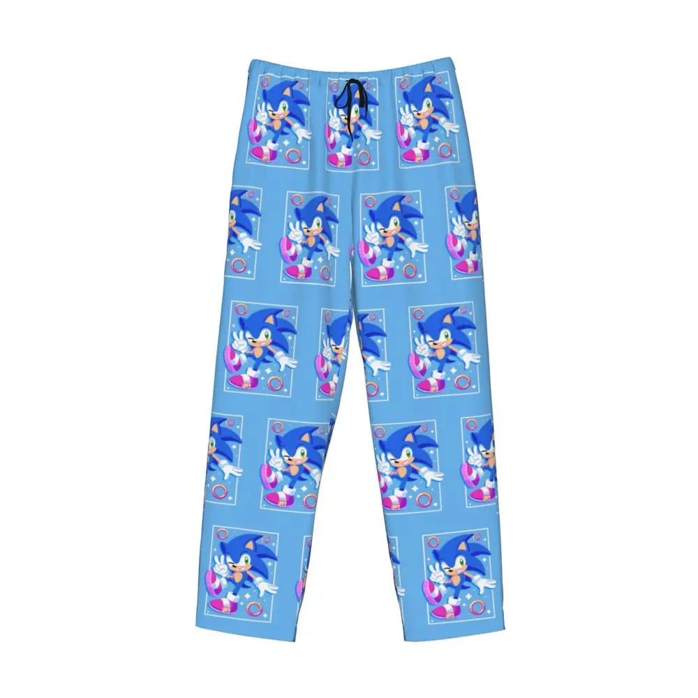 Pantalones de pijama personalizados para hombre con estampado «Soniced», con motivo de erizo, ropa de dormir, pantalones de estar por casa con bolsillos