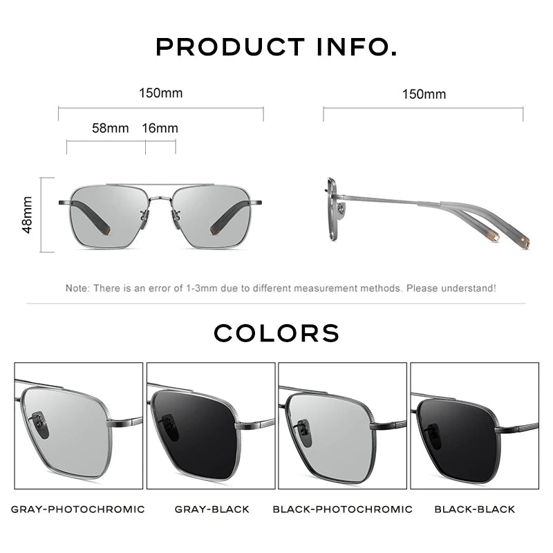 Ochelari de soare polarizați pentru bărbați CAPONI, Seiko, din titan pur, fotocromatici, pentru activități în aer liber și conducere, UV400, ochelari de soare de marcă originală BS50004