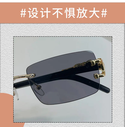 1 Pc Fashionable Women Men Sunglasses Frameless Rectangular Personalized Sunglasses for Daily Life Vintage Sun Glasses For male