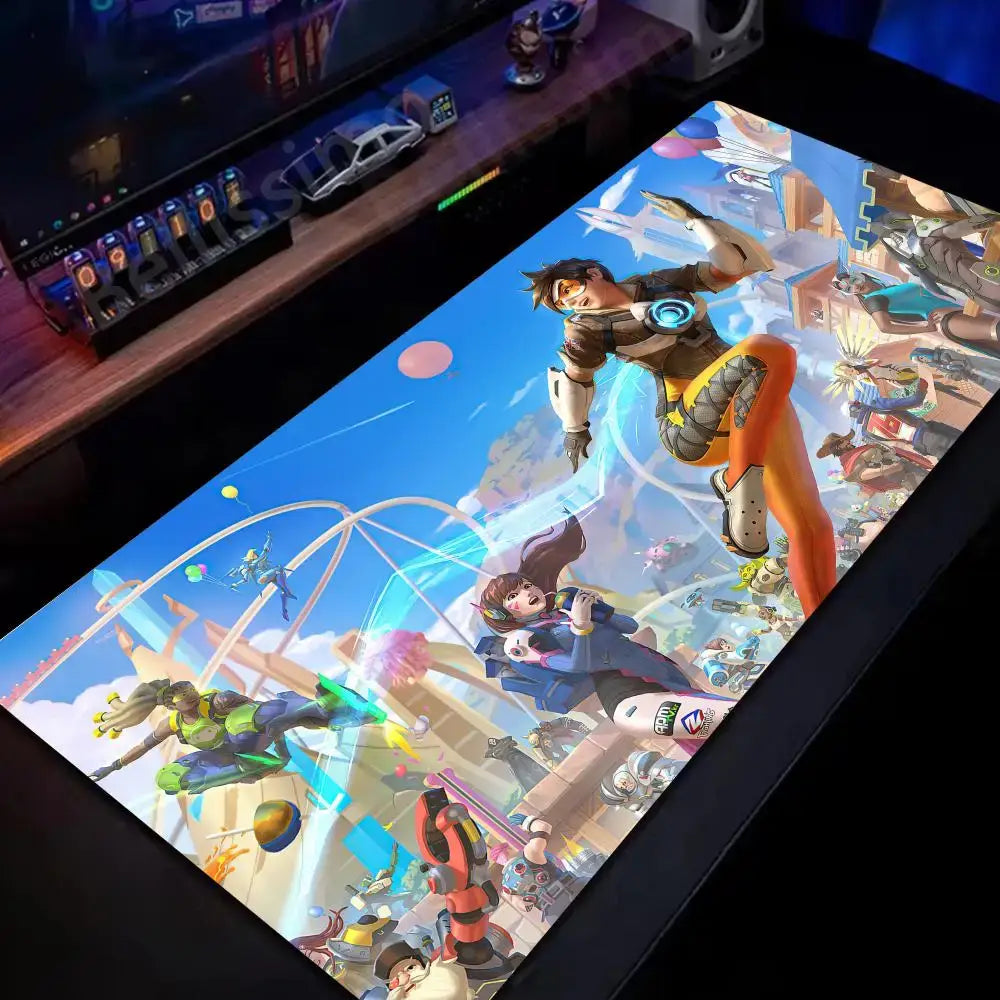 Large Overwatch PC Gamer Cabinet Mouse Pad Cute Pink Keyboard expansion pad Laptop Gaming Accessories Desk Mat Kawaii HD Carpet