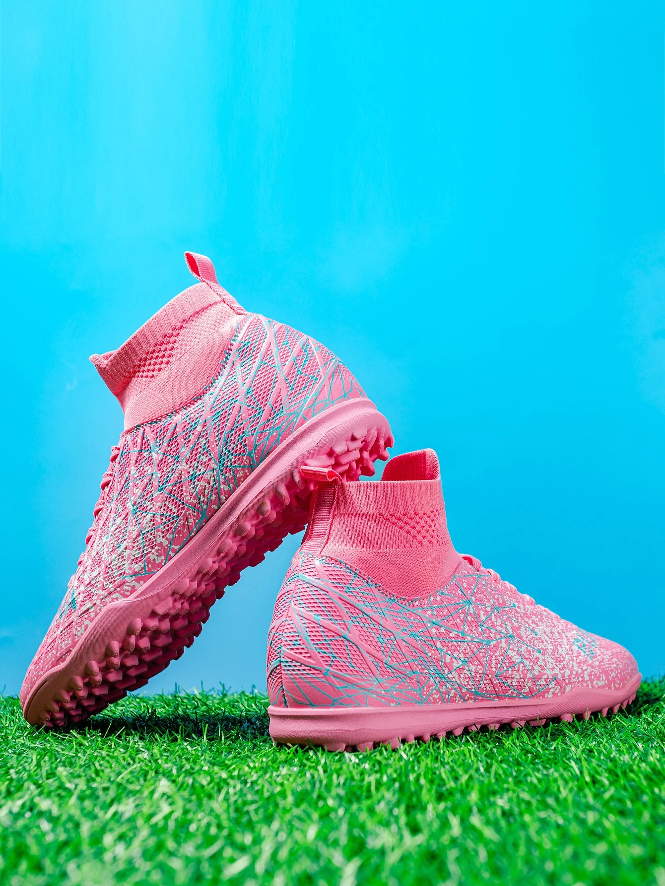 TF Soccer Shoes For Kids Youth PU Fabric Upper Rubber Sole Wear-Resistant Non-Slip Training Football Boots