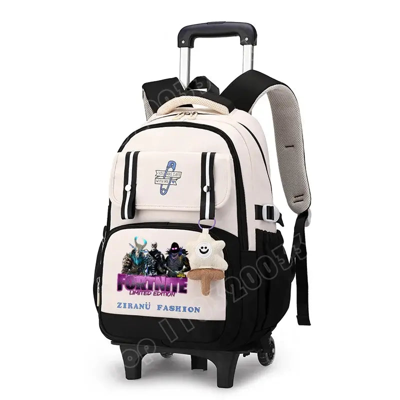 Fortnite Student Rolling Backpack Large Capacity Waterproof Lightweight Design Minimalist Laptop School Bag Casual Travel Bag