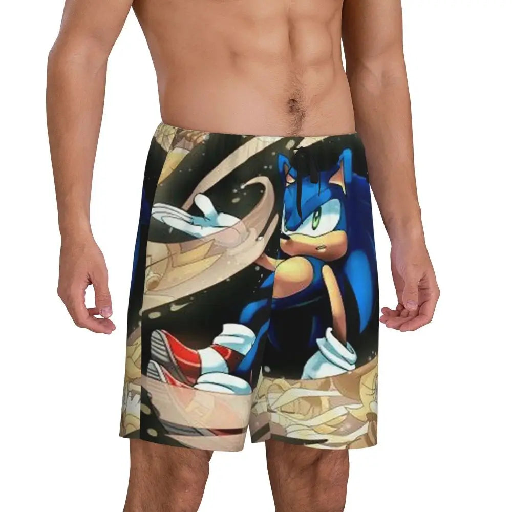 Pantalones cortos de pijama personalizados de Sonic the Hedgehog para hombre, para dormir y estar por casa