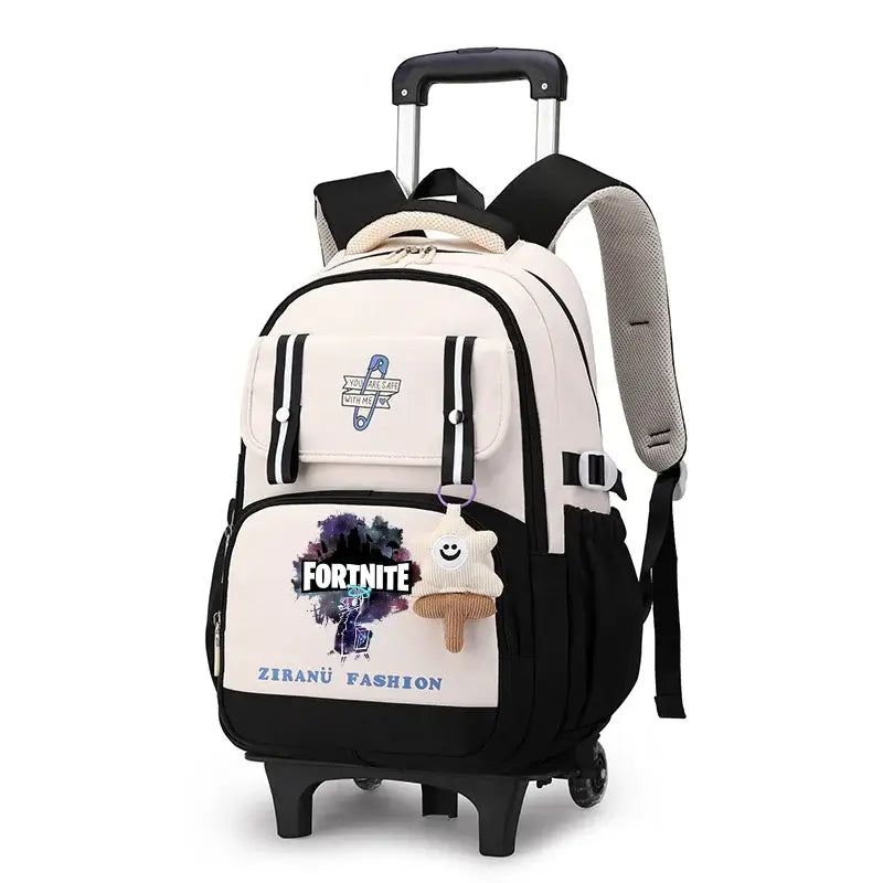 Fortnite Student Rolling Backpack Large Capacity Waterproof Lightweight Design Minimalist Laptop School Bag Casual Travel Bag
