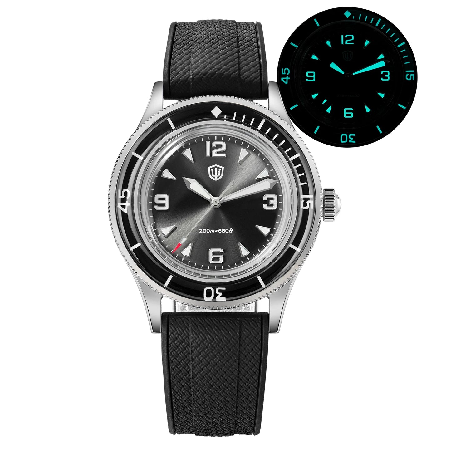 Watchdives WD50Q 38mm Watch Stainless Steel VH31 Sweep Seconds Quartz Movement Men Watches Bubble Sapphire Luminous Waterproof