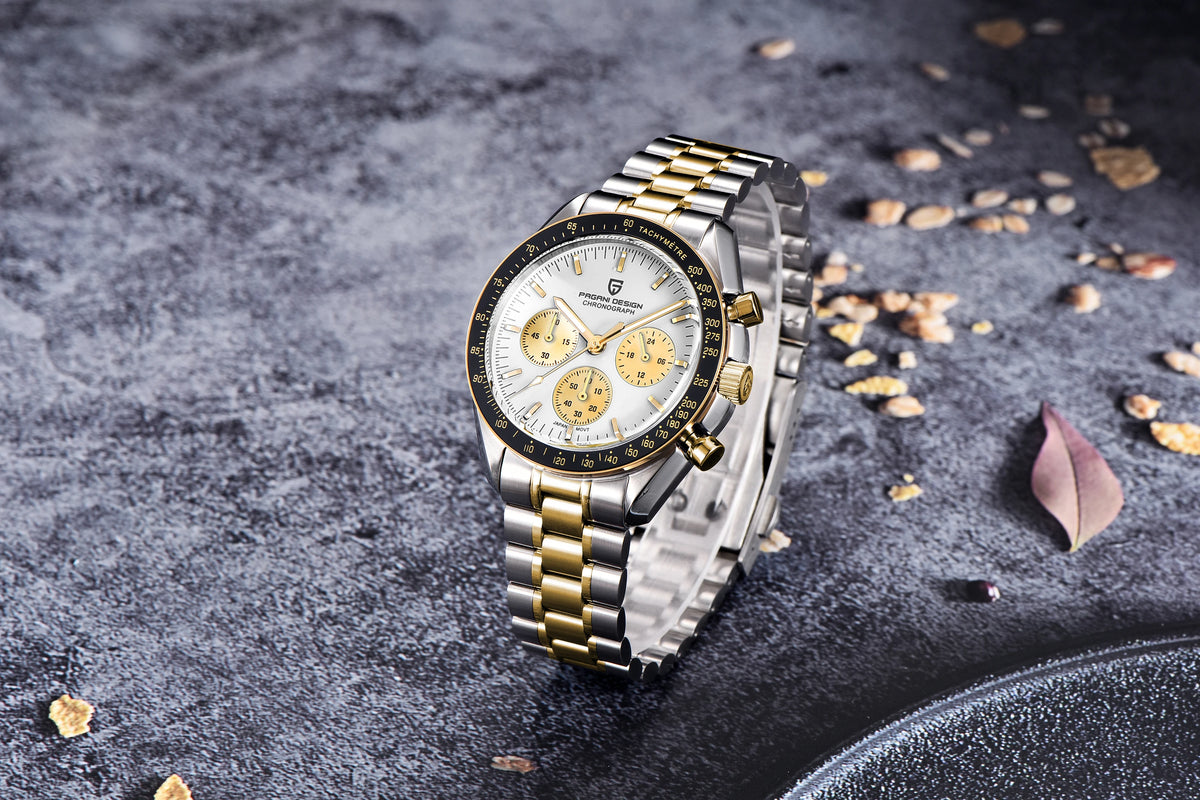 PAGANI DESIGN – Nouvelle montre à quartz de luxe pour homme, dotée d’un cadran à motif météorite, chronographe sportif, verre saphir avec traitement antireflet.