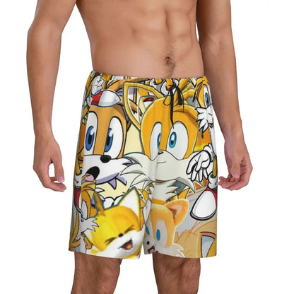 Pantalones cortos de pijama personalizados de Sonic the Hedgehog para hombre, para dormir y estar por casa