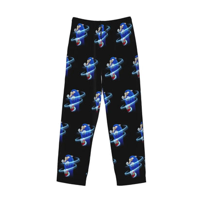 Pantalones de pijama personalizados para hombre con estampado «Soniced», con motivo de erizo, ropa de dormir, pantalones de estar por casa con bolsillos