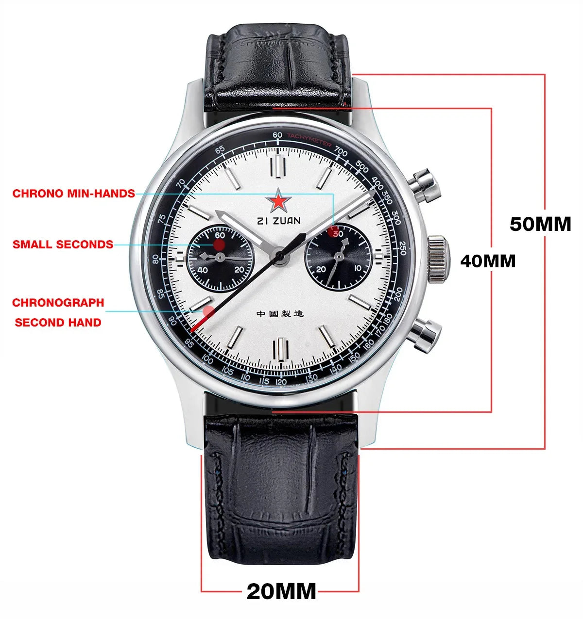 1963 Panda Pilot Chronograph Watch Men 40mm Air Force Sapphire Senior ST1901 Mechanical Wristwatches Retro Clock Men's Watch