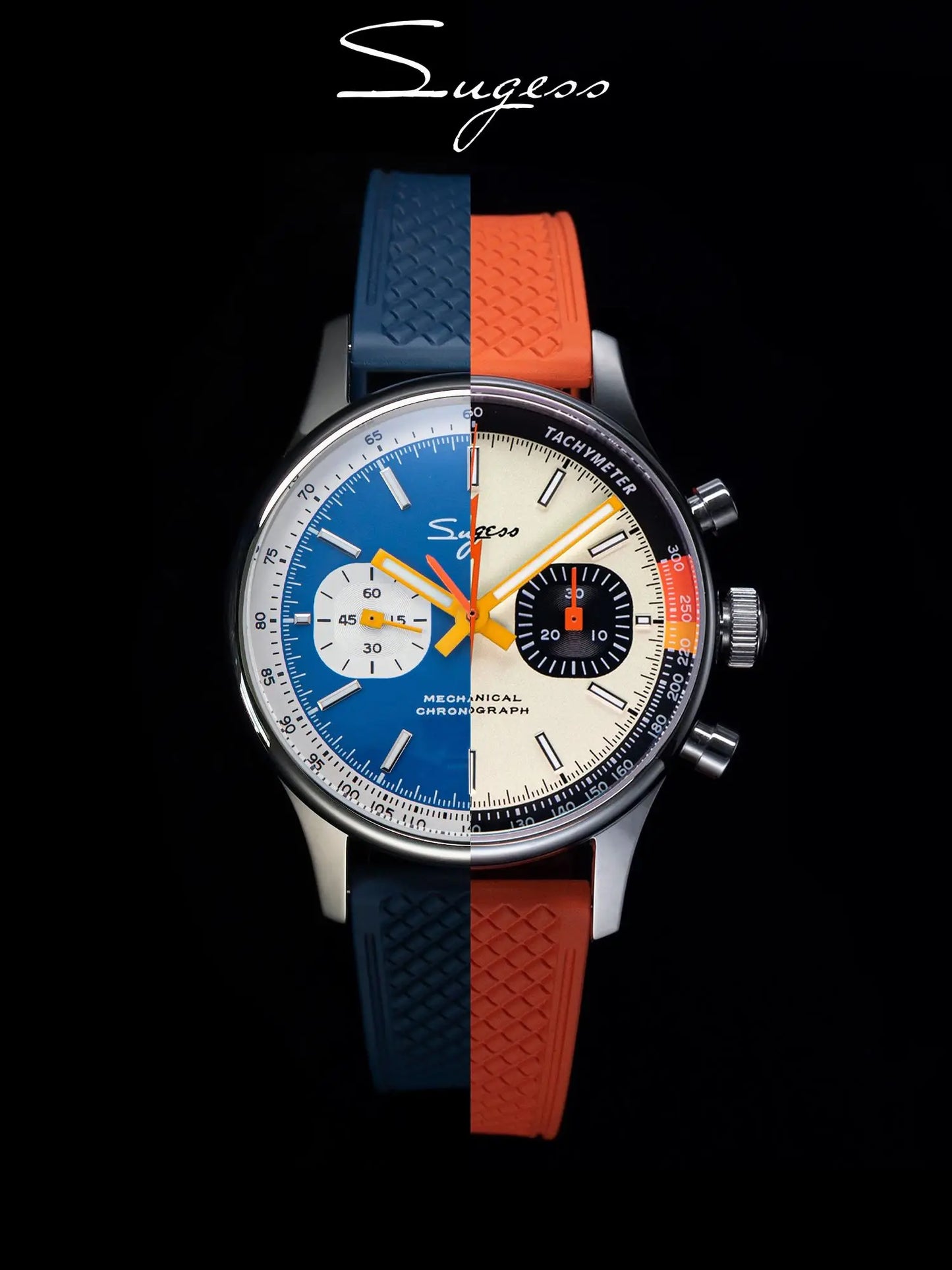 Sugess Pilot Watch ST19 Origin Movement Swanneck Wristwatch Mechanical Chronograph Sapphire Crystal Military Limited Racing 1963