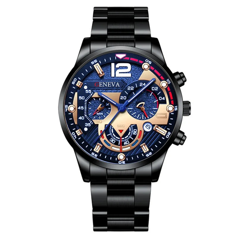 GENEVA muški sat, kreativni model s šest kazaljki, narukvica od legure, kvarcni mehanizam – Novi luksuzni muški ručni sat