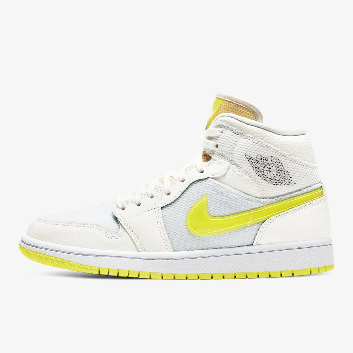 Aito Nike Air Jordan 1 Mid AJ1 Lakers -koripallokengät, puolikorkeat, DB2822-107