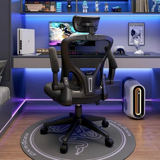 Chaise de jeu ergonomique pour ordinateur, avec dossier réglable en hauteur, assise confortable pour longues périodes, idéale pour la chambre et le bureau.