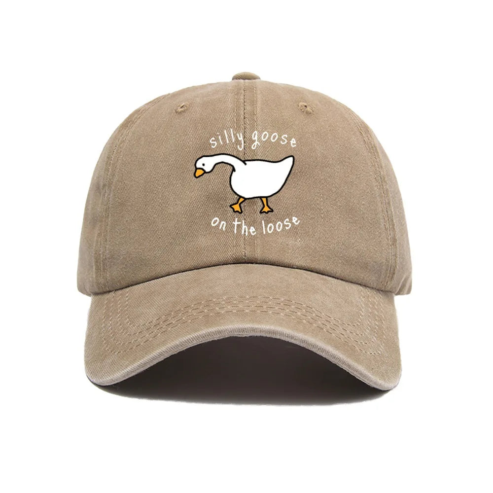 Big Goose Printed Baseball Hat for Men and Women, Small Fresh Soft Top Duck Tongue Hat, Sunshade Hat, Outdoor Sunscreen