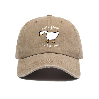 Big Goose Printed Baseball Hat for Men and Women, Small Fresh Soft Top Duck Tongue Hat, Sunshade Hat, Outdoor Sunscreen