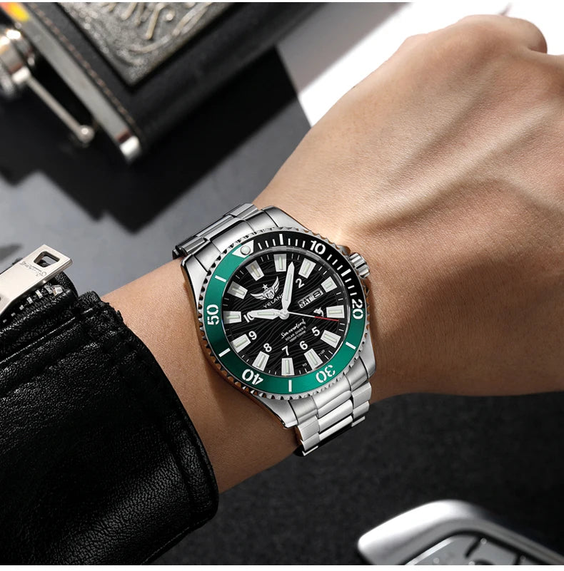 Yelang V1217 300m Diving Solar Watch Japan VS43 Swiss Super Luminous Water Ghost Waterproof Top Sapphire Aluminum Bezel Reloj