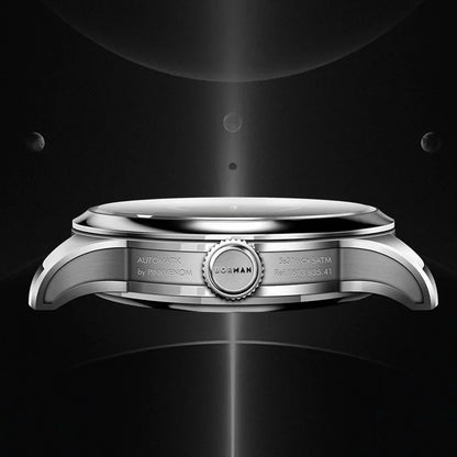 Borman Men's Automatic Watches, Luxury Moon Phase Mechanical Wristwatch, Fashionable 50M Waterproof with Sapphire Leather Strap