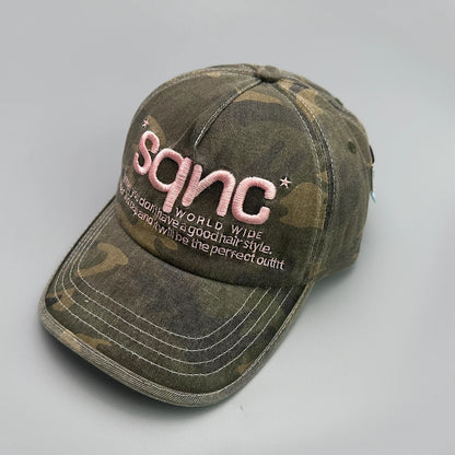 American Style CAMO Letter Embroidery Baseball Hats New Unisex Breathable Hip Hop Sunshade Versatile Niche Fashion Peaked Caps