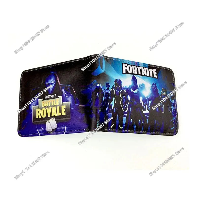 Fortnite Wallet Short Bifold Coin Bag Leather Photo Card Holder Student Wallets Boys Girls Cartoon Print Purses