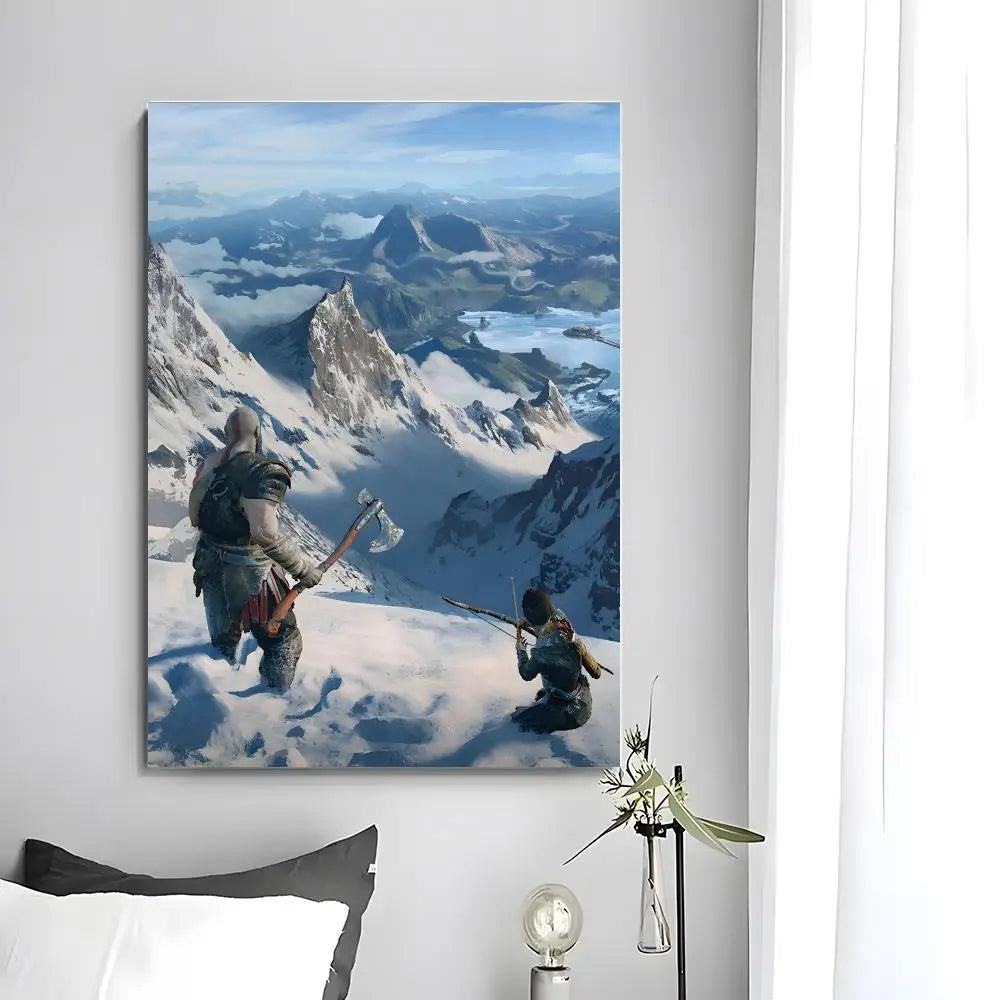 Game G-God of War Poster  Self-adhesive Art Waterproof Paper Sticker Coffee House Bar Room Wall Decor