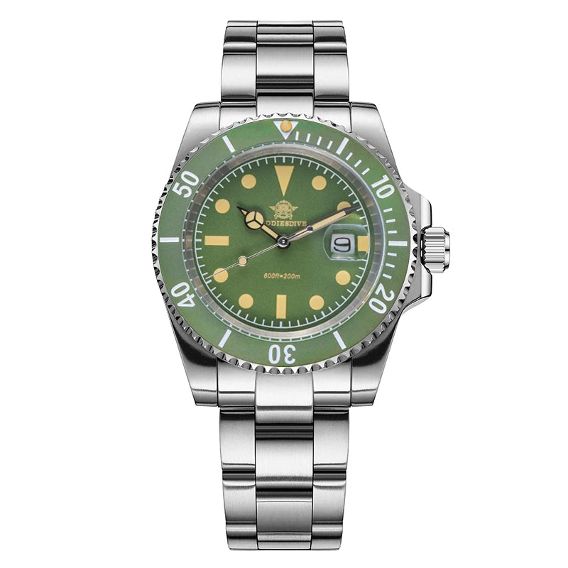 ADDIESDIVE Watch for Men New Quartz Wristwatch Green Ceramic Bezel Diving 200m Luminous 41mm Automatic Date Diver Men's Watch