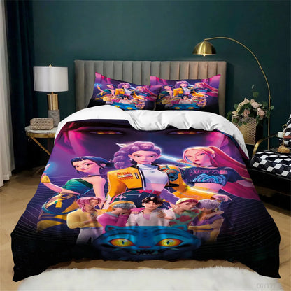 Juego de funda nórdica KPop de 3 piezas: funda nórdica ligera y suave de microfibra con cierre de cremallera