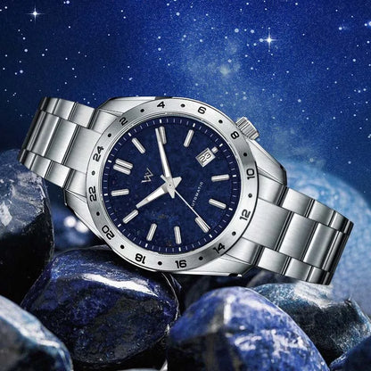 WM Watch Automatic Mechanical 2565 Watches Lapis Lazuli/Blue Sandstone Dial Waterproof AR Coated 100M Welly Merck Watch 223M