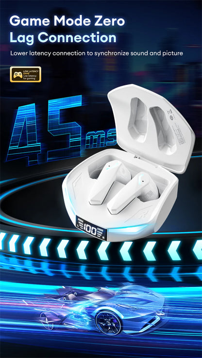 Lenovo XT53 Wireless Bluetooth 5.4 Gaming Earbuds – LED Display, Waterproof Noise Isolating Earphones with Low Latency & Microphone