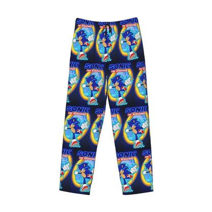 Pantalones de pijama personalizados para hombre con estampado «Soniced», con motivo de erizo, ropa de dormir, pantalones de estar por casa con bolsillos
