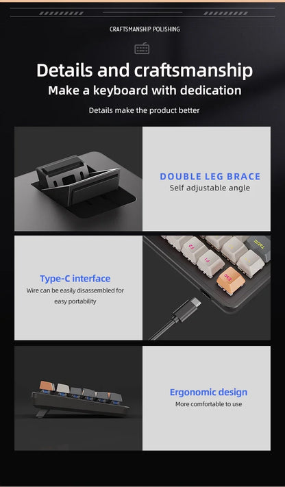75% Mechanical Keyboard Wired with Media Knob APAYADO Black Gaming Keyboard Hot-Swap ABS Cap Transparent Character Backlighting