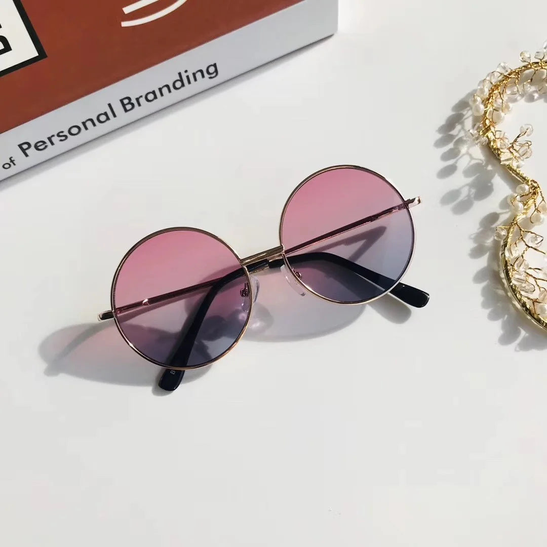 Children's sunglasses metal frame round sunglasses  simple anti ultraviolet tide children's glasses
