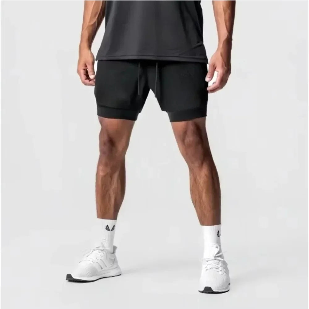 Dragon Ball Men's Double-layer Shorts Son Goku Summer Japanese Anime Fake Two-piece Sports Fitness Quick-drying Shorts, produit gaming premium Fraquane
