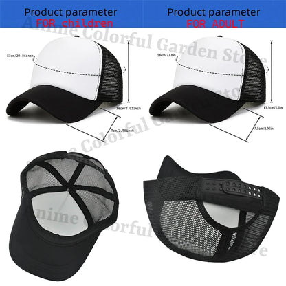 Anime Pokemons Parent-child Baseball Cap Pikachu Cartoon Letter Printed Flat Caps Men Women Kids Summer Breathable Hip Hop Hats