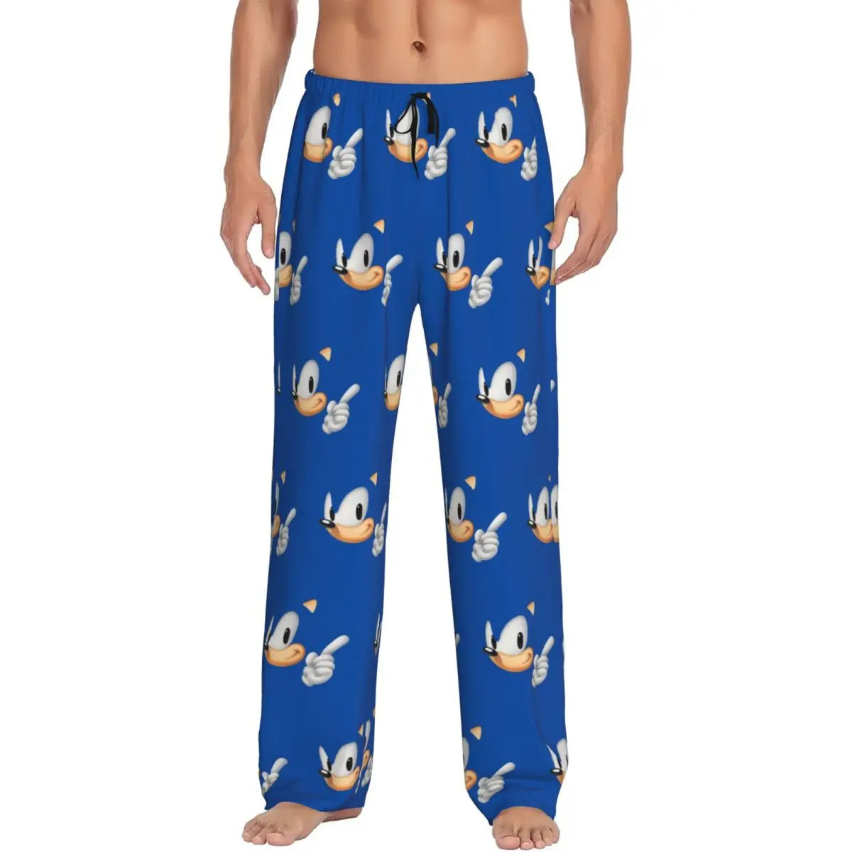 Pantalones de pijama personalizados para hombre con estampado «Soniced», con motivo de erizo, ropa de dormir, pantalones de estar por casa con bolsillos