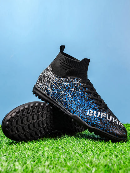 TF Soccer Shoes For Kids Youth PU Fabric Upper Rubber Sole Wear-Resistant Non-Slip Training Football Boots