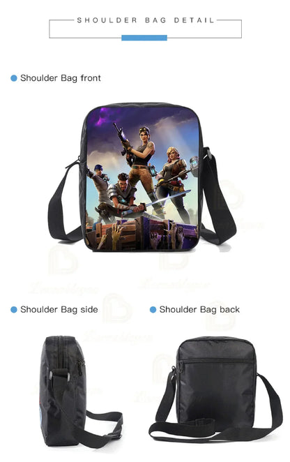 F-FORTNITE Battle Games Backpack for Children School Bag Boys Girls Primary Crossbody Pencil Case Kids Toddler Backpack