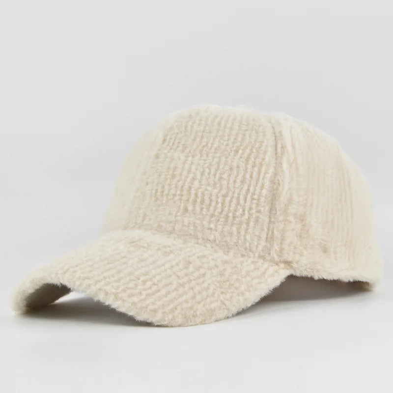Autumn Winter Baseball Cap Women Artificial Lamb Wool Hats Keep Warm Cap Plush Baseball Caps Spring Baseball Cap Solid Sunshade